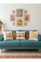 Colorful Punch Embroidered 3-Piece Throw Pillow Cover Set - 43X43Cm - Decorative 3-Piece Punch Throw Pillow Cover