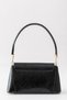 Arden Gold Detailed Retro Leather Look Vintage Model Patent Leather Black Women's Baguette Shoulder Bag - 5
