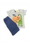 Baby Boy Pajama Set Blue Color Dinosaur Patterned Cotton Pocketed Short Sleeves Shorts - 6