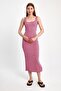 Women's Striped Strappy Cotton Polyester Stretchy Midi Dress - 3