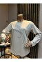 Women's Middle Age and Above Viscose Stoned Tailed Star Lycra Mother Combed Cotton Blouse - 2