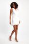 Zero Sleeve Tulle Draped Mini Dress – V-Neck with Ruffle Detail - 6