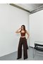 New Season Double Pleated Woven Fabric Buttoned Wide-Let Palazzo High Waist Pants - 4