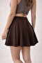 Women's Brown Flared Mini Skirt - 3
