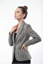 Black and Gray Square Striped Plaid Women's Jacket - 3