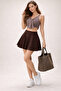 Women's Brown Flared Mini Skirt - 2