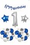 1 Year Old Blue and White Birthday Balloon Set – Happy Birthday & Number Balloon