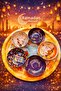 طقم تقديم بتصميم رمضان مكون من 6 قطع مع صينية ووعاء للوجبات الخفيفة |   طقم تقديم طعام رمضان - 4