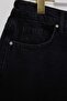 Siyah Lastikli Yüksek Bel Mini %100 Pamuk Non-Stretch Büyük Beden Denim Şort TBBSS26AP00010 - 6