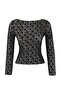 Black Plain Fitted Crew Neck Low Sleeve Long Lace Knitted Blouse Twoss26Bz00441 - 5