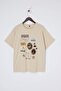 Taş %100 Pamuk Baskılı Oversize Kalıp Bisiklet Yaka Büyük Beden Örme T-Shirt TBBSS26BF00007 - 4