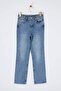 Trendyolmilla Wardrope Essentials Koyu Mavi Az Esnek Yüksek Bel SLIM MOM Jeans TWOSS26JE00148 - 5