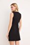 Wardrope Essentials Siyah Kolsuz V Yaka Mini Dokuma Elbise TWOSS26EL00298 - 4