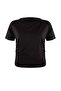 Limited Edition Siyah Drapeli Esnek Örme Büyük Beden T-shirt TBBSS26BF00020 - 4
