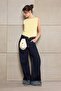 Teen Açık Sarı Fitted/Vücuda Oturan Kayık Yaka Kolsuz Crop Pamuklu Esnek Örme Bluz TWOSS26BZ00035 - 2