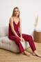 Burgundy Tie-Dye Detailed Rope Strap Woven Pajama Set Thmss24Pt00402 - 2