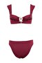 Bordo Bralette Kaplı Döküm Aksesuarlı Regular Normal Bel Bikini Takımı TBESS25BT00061 - 4