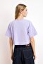 Lila Relaxed/Casual Fit 100% Thick Cotton Cropped Knitted T-Shirt Twoss23Ts00038 - 4
