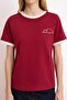 Claret Red 100% Cotton Embroidered Contrast Piped Detail Knitted T-Shirt Twoss24Ts00037 - 3