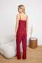 Burgundy Tie-Dye Detailed Rope Strap Woven Pajama Set Thmss24Pt00402 - 4