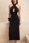 Black Knitted Maxi Halter Beach Dress Tbess26El00035 - 2