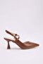 Caramel Ankle Strap Women's 8 cm Thin Heeled Shoes Takaw25To00004 - 4