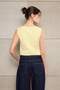 Teen Açık Sarı Fitted/Vücuda Oturan Kayık Yaka Kolsuz Crop Pamuklu Esnek Örme Bluz TWOSS26BZ00035 - 4