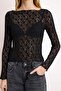 Black Plain Fitted Crew Neck Low Sleeve Long Lace Knitted Blouse Twoss26Bz00441 - 3