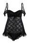Siyah Tül Kol Detaylı Babydoll/Fantezi Gecelik THMSS26LL00004 - 5