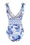 Floral Pattern Covered Deep V-Neck Regular 2-Piece Suit Skirt Swimsuit Tbess26Ma00032 - 8