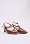 Caramel Ankle Strap Women's 8 cm Thin Heeled Shoes Takaw25To00004