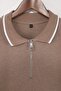 Açık Kahverengi  Loose Fit Dokulu Yaka Çizgi Detaylı Fermuarlı Polo Yaka T-shirt TMNSS26PO00003 - 5