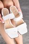 Women's White Thick Heeled Slippers - Double Strap, Blunt Toe, Soft Sole - Casual Comfortable Design 271 - 3