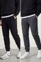 Men's Black-Grey Back Pocket Label Detailed Elastic Leg Regular Fit 2-Piece Sweatpants