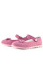 Genuine Leather Pink Bow Flower Detailed Velcro Girls' Ballerinas - 6