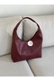 New Season Large Casual Burgundy Leather Shoulder Bag - 2