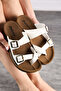 Daily Women's White Slippers Single Toe Comfortable Cork Sole Buckle Adjustable Sandals 34162 - 3