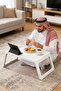 صينية سرير بيضاء متعددة الوظائف مع أرجل قابلة للطي، صينية إفطار، صينية تقديم طعام مناسبة لـ - 4