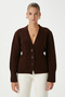 Women's Alexa Tok Textured Brown Pocket Cardigan - 4