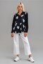 Women's Front Back Oval Oval Printed Cotton Lycra Knitted Fabric Shirt Black Heart Print