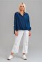 Women's Hooded Bird-Eye Denim Shirt with Elasticated Sleeves Indigo - 2