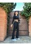 Eyesof Women's Leg Slit Detailed Stoned Waist Tie-Up Camisole Double Suit - 6