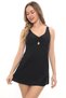 Women's Black Slip Dress with Straps, One-Piece Swimsuit, Lycra, Flexible, Stylish, High Quality, with Chest Pad - 2