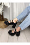 Women's Two-Ballet 8 cm Heeled Platform Shoes Black - 4