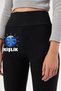 Women's Black High Waist Ribbed Slim Waist Recovery Elastic Interlock Winter Leggings - 2