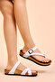 Women's White Comfortable Poly Sole Cross Model Nubuck Flip Flops