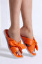 Women's Orange Bow Cross Strap Slippers - 3