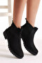 Women's Black Suede Elastic Thermo Sole Boots - 3
