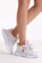 Women's White Pink Comfortable High Sole Double Lace-Up Sports Shoes - 3