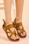 Women's Yellow Comfortable Cross Multi-Strapped Ankle Strap Sandals